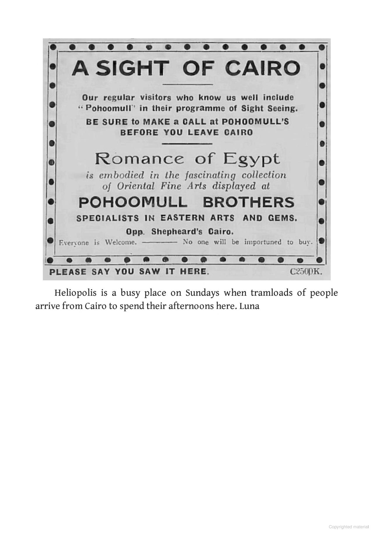 A Sight of Cairo - Pohoomull Brothers advertisement