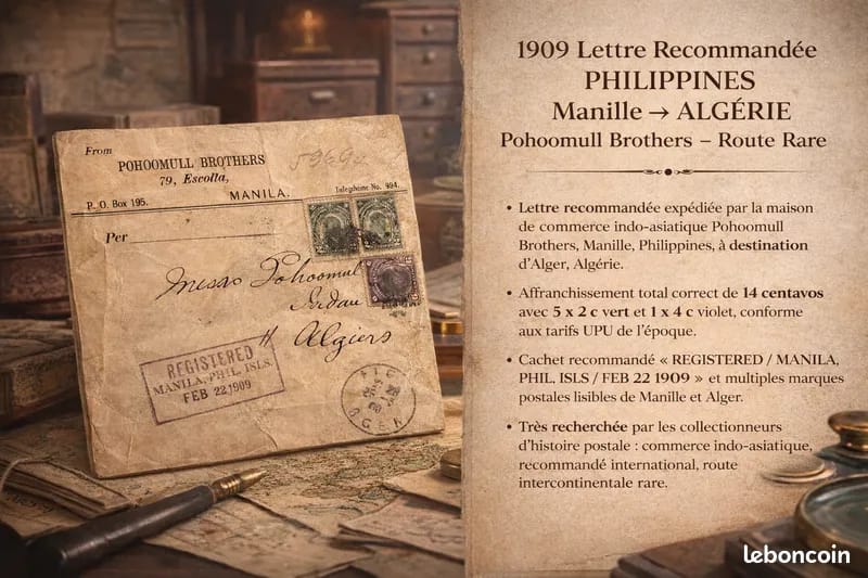 Philatelist display of the 1909 letter