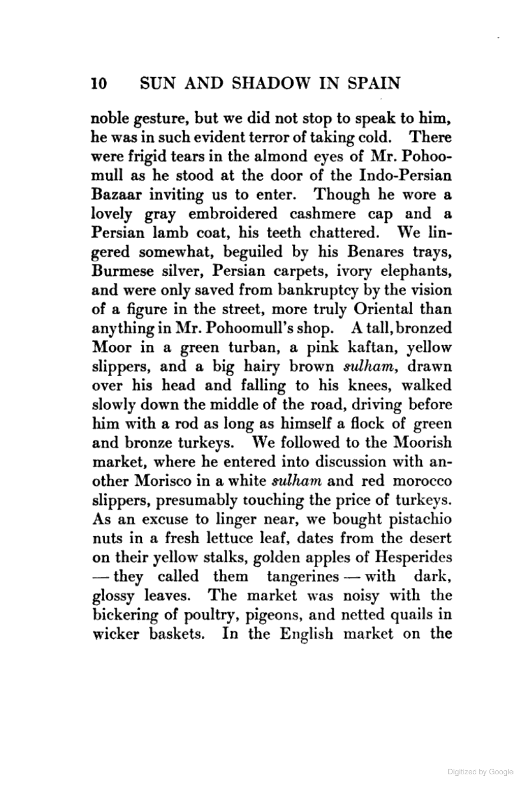 Pohoomull's shop described in Sun and Shadow in Spain
