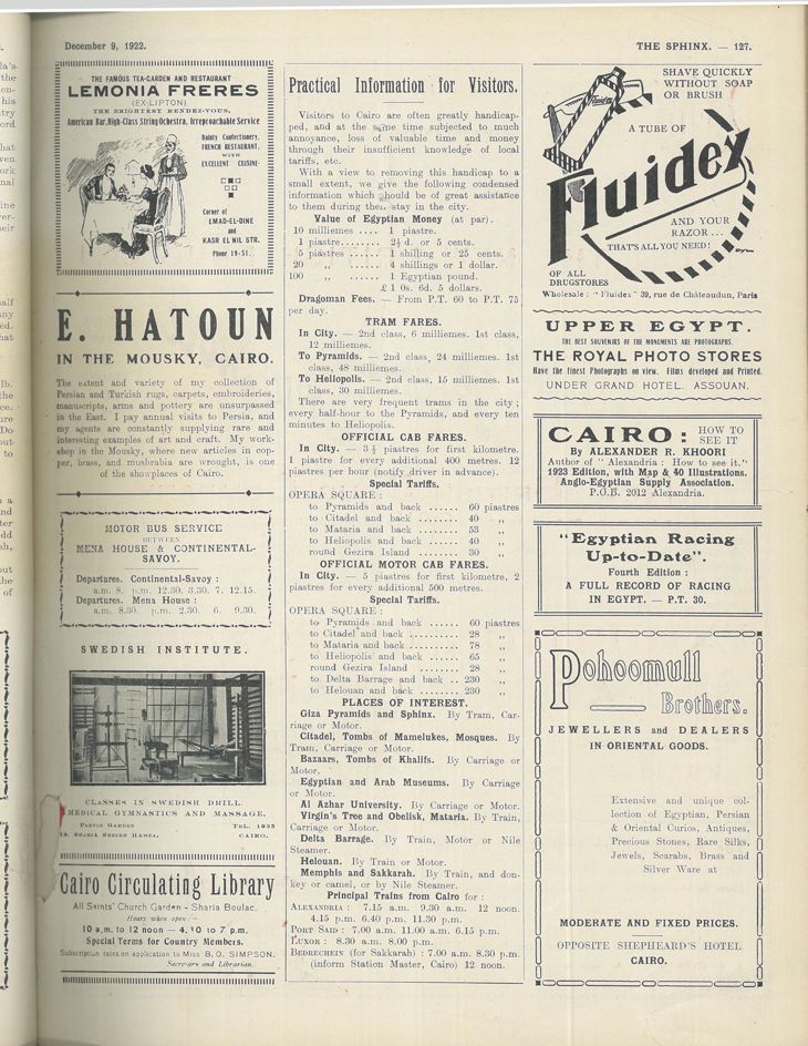 Pohoomull Brothers advertisement in The Sphinx, 1922