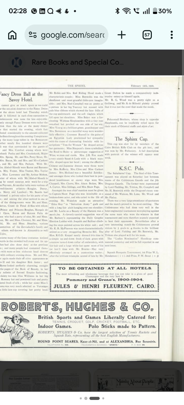 The Sphinx magazine page with advertisement